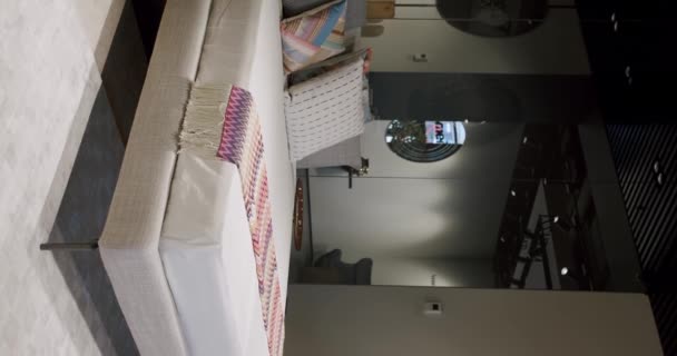 Elegantes Interieur Minimalistisches Schlafzimmer Minimalistischer Skandinavischer Innenarchitektur Elegantes Und Einfaches — Stockvideo
