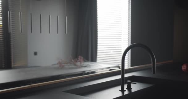 Apartamento Diseño Moderno Minimalista Contemporáneo Elegante Interior Cocina Lujo Con — Vídeos de Stock