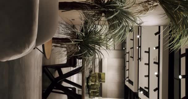 Moderne Eetkamer Interieur Elegant Comfortabel Huis Eetkamer Minimalistische Houten Eettafel — Stockvideo