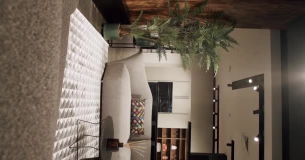Moderna Sala Estar Minimalista Contemporánea Con Muebles Blancos Muebles Moda — Vídeo de stock