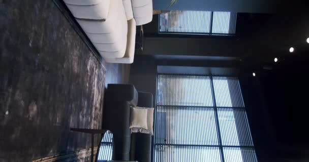 Lujo Moderno Interior Casa Con Sofá Esquina Muebles Moda Interior — Vídeo de stock