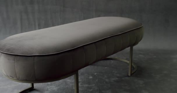 Cosy Seat Minimalist Pouf Modern Grey Ottoman Grey Isolated Background — Vídeo de stock