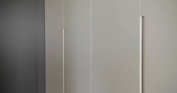 Tablero Textura Fondo Blanco Gris Paneles Madera Habitación Moderna Sala — Vídeos de Stock