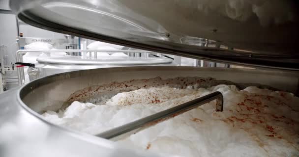 Tangki Baja Besar Untuk Pembuatan Bir Membuat Bir Kerajinan Kettle — Stok Video