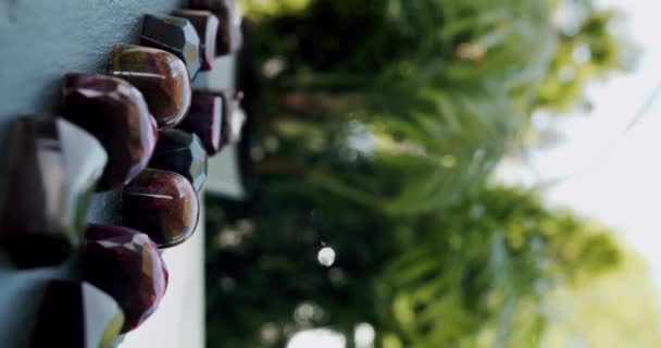 Tahle Zdravá Domácí Čokoláda Detailní Záběr Domácí Kousky Čokolády Rotující — Stock video