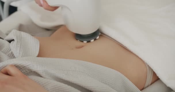 Закройте Косметологию Антицеллюлитной Машины Программа Здоровья Похудения Аппаратная Коррекция Фигуры — стоковое видео