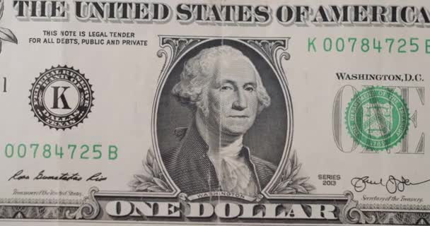 米国のワシントン大統領 1米ドルのキャッシュマクロビュー 1ドル現金 1ドルを閉じます ウサの豊かなビジネス経済 概念金融ビジネス投資の成功 アメリカ合衆国のお金 — ストック動画