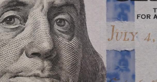 Amerikanische Hundert Dollar Banknote Großaufnahme Hundert Usd Bargeld Makro Ansicht — Stockvideo