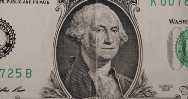 Президент Сша Вашингтон Соединенных Штатах Американская Бумажная Банкнота Один Доллар — стоковое видео