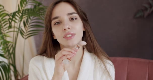 Concepto Atención Domiciliaria Cuidados Faciales Piel Rituales Belleza Tratamiento Belleza — Vídeo de stock