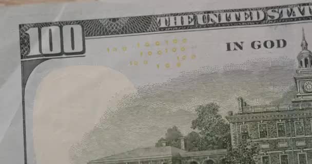 Американская Бумажная Банкнота Сто Долларов Крупным Планом 100 Usd Cash — стоковое видео