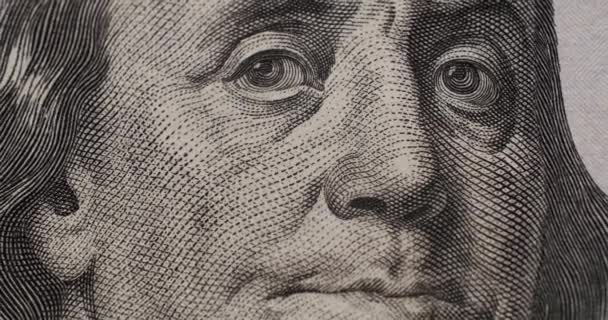 Amerikanische Hundert Dollar Banknote Großaufnahme Hundert Dollar Nahaufnahme 100 Dollar — Stockvideo