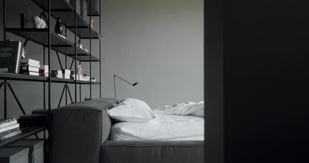 Elegance Interior Design Black White Colors Minimalistic Scandinavian Style Interior — Vídeo de stock