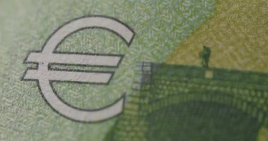 100 Euro 'luk hareketli animasyon. 100 Euro nakit. 100 Euro nakit makro görüntü. Euro banknotunun Macro 'su. Para kapanışı. Konsept Finans İş Yatırımı Başarı. Finansal başarı