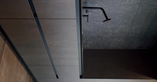 島付きの高級キッチン 高級住宅のモダンなインテリア 現代のChrome Faucet 新家のミニマリストデザイン 本物の高級デザインインテリア ネオクラシックスタイル 居心地の良いインテリア 垂直ビデオ — ストック動画