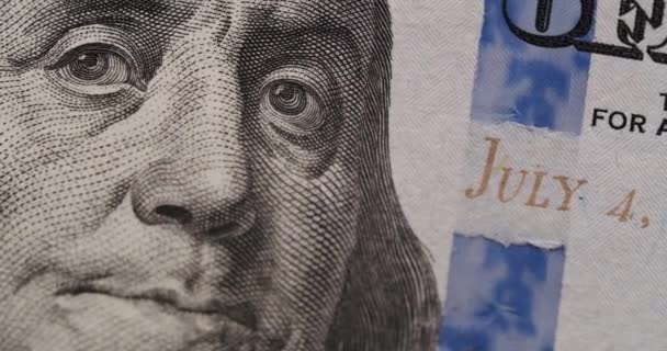 Amerikai 100 Dolláros Bankjegy Közeli Makróban Száz Dollár Készpénz Makró — Stock videók