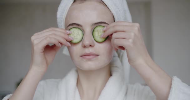 Wellness Beauty Behandlungen Hause Für Die Dame Hautpflege Feuchtigkeitsspendendes Und — Stockvideo