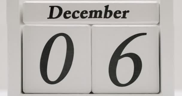 Blocco Legno Calendario Dicembre Con Date Che Cambiano Stop Motion — Video Stock