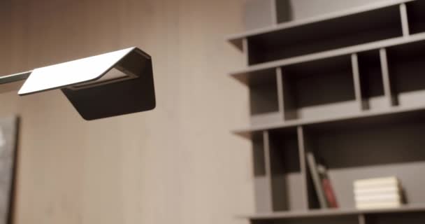 Modern Lamp Shelves Home Stuff Minimalist Furniture Minimalist Brown Shelf — Stock Video