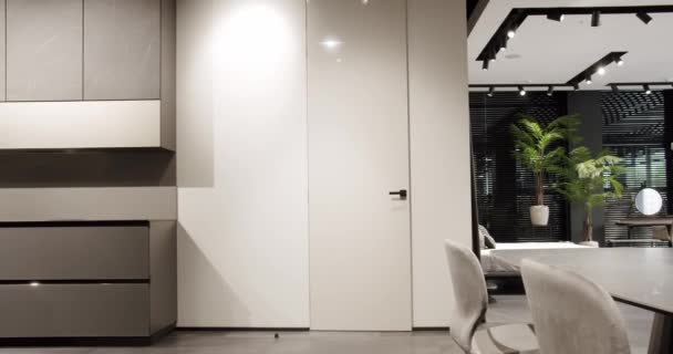 Porta Branca Minimalista Fechou Uma Casa Moderna Apartamento Moderno Com — Vídeo de Stock
