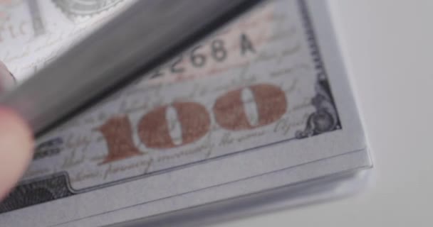 Amerikanische Hundert Dollar Banknote Großaufnahme Hundert Usd Bargeld Makro Ansicht — Stockvideo