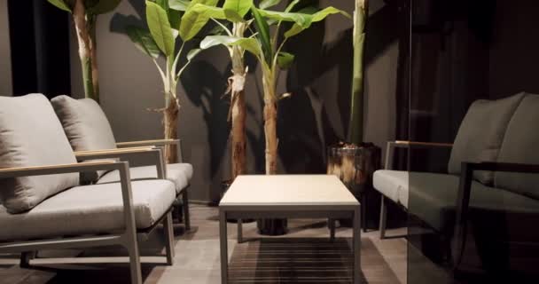 Minimalist Apartment Outdoor Table Chairs Garden Park Summer Terrace Minimalist — Stock Video