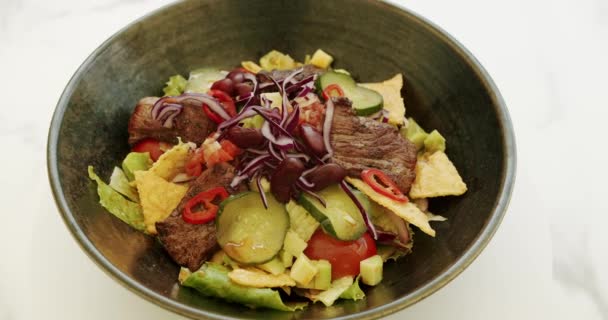 Salade Taco Boeuf Salade Chaude Chou Haricots Salade Avec Viande — Video