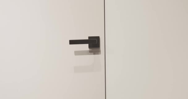 Close Minimalistyczne Białe Drzwi Nowoczesnym Domu Nowoczesny Apartament Białymi Nowoczesnymi — Wideo stockowe
