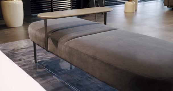 Elegant Simple Bedroom King Sized Bed Cozy Armchair Modern Bedroom — Vídeo de stock