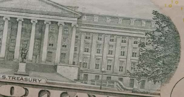 美国总统汉密尔顿在美国 美国10美元纸币在宏观范围内的缩略 10美元的衣服 停止10美元钞票的流通 概念金融商业投资成功 — 图库视频影像