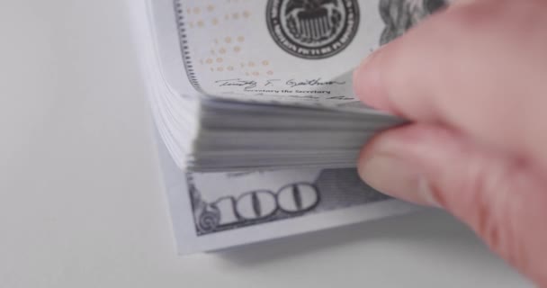 Американская Бумажная Банкнота Сто Долларов Крупным Планом 100 Usd Cash — стоковое видео