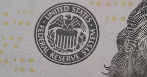 Amerykański Banknot Studolarowy Makro Sto Dolarów Gotówce Widok Makro Zatrzymanie — Wideo stockowe