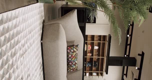Moderne Eigentijdse Minimalistische Woonkamer Met Wit Meubilair Luxe Modern Huis — Stockvideo