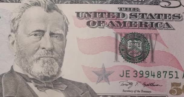 Billets Papier Américain Dollars Zoom Close Macro Cinquante Usd Vue — Video