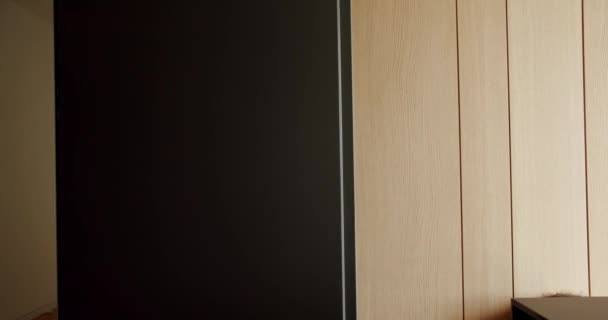 Двері Закриваються Сучасний Інтер Дерев Яна Дошка Текстури Фону Дерева — стокове відео