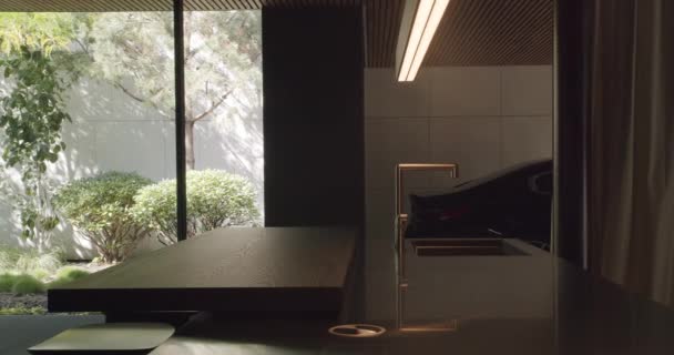 Sleek Stylish Home Interior Featuring Natural Light Modern Furniture View — Stock videók