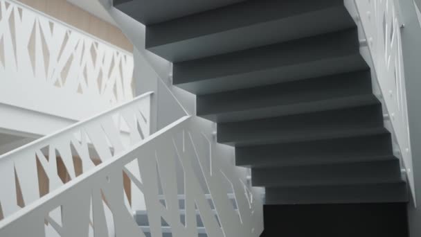 Modern Interior Loft Apartment Wooden Black Stairs Modern Contemporary Minimalist — Stockvideo