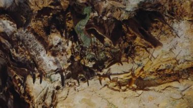 Bu çarpıcı fotoğraf bir Portekiz mağarası içindeki mağara oluşumlarını detaylı bir şekilde sergiliyor, çeşitliliği ve karmaşık doğal yapıyı vurguluyor. Detaylı Bir Mağarada Çarpıcı Mağara oluşumları