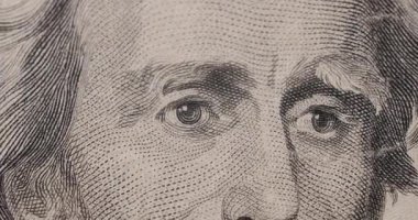 ABD Başkanı Andrew Jackson ABD 'de. Makroyu kapamak için 20 dolarlık banknot. 20 dolar nakit makro görüntü. 20 Dolarlık yakın çekim. 20 Dolarlık Faturaların Durdurma Hareketi.