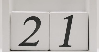 Beyaz bloklarda gösterilen 21 numaranın yakın çekimi. Sayılar, tarihler ve basit tasarım ile ilgili kavramlar için idealdir. Beyaz Arkaplan 21 Numara - Basit Sayısal Temsil