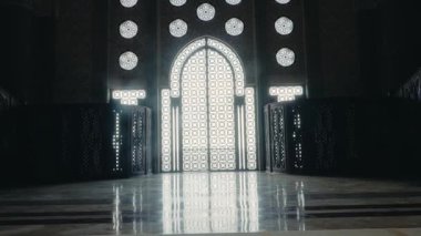 Grand Hassan 2. Camii iç mimarisi: Büyüleyici Fas Mimarisi ve Tasarımı. Kazablanka Tarihi Kent, İslam Sanatı ve Kültür Mirası. Görkemli Ambians ve Ruhani
