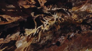 Mağara oluşumlarının doğal güzelliklerini ve karmaşık dokularını gösteren ayrıntılı bir görüntü. Topraksı tonlar ve organik desenler, yeraltı harikasının özünü yakalayarak sahneyi domine ediyor..
