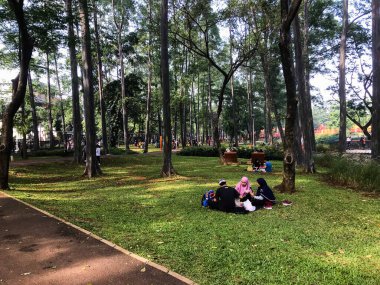 Jakarta, Endonezya - 18 Haziran 2022, Tebet Eco Park, Jakarta 'da bir aile eğlence parkının portresi.