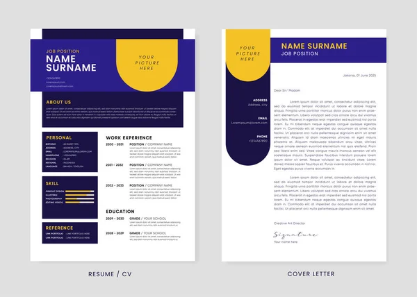 Minimalista Curriculum Vitae Carta Presentación Plantilla Diseño Curriculum Vitae Clean — Vector de stock