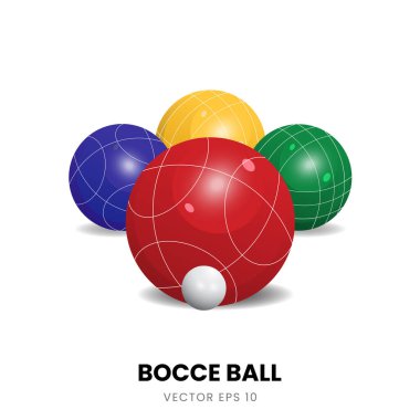 Bocce Balls 'un üç boyutlu tasviri farklı renklerde. Bocce Spor Temalı Ek Resimler İçin Mükemmel.