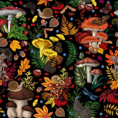  Mantarlar, bitkiler, böcekler, böğürtlenler. Sinek mantarı, mantar, ballı agarik, boletus, morel, russula, salyangoz, çilek, eğreltiotu, kelebek, yusufçuk.