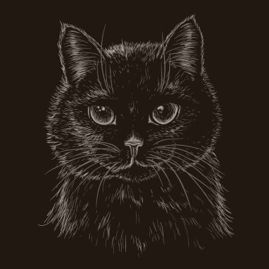  Siyah bir kedinin oyma biçimindeki bir ağızlık temsili.