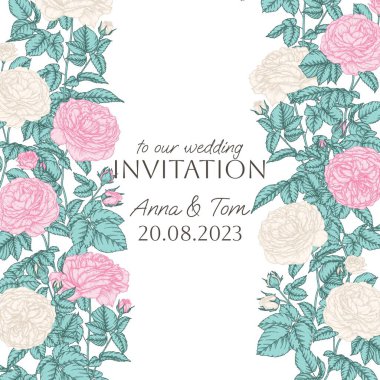  İşleme tarzında sprey güllerin vektör çerçevesi