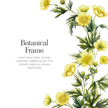 Ağaç boyası çizim tarzında düğün çiçeği dallarıyla çerçevelenmiş. Botanik çiçekli pankart. Yabani çiçeklerle davetiye. İlaç bitkileriyle yazdır