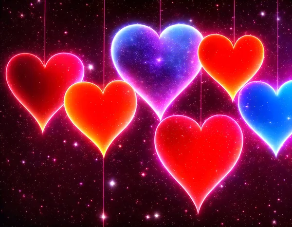 Stylish neon light heart background for valentine\'s day
